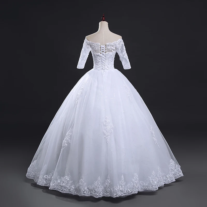 Fansmile Vestido de Noiva винтажное кружевное бальное платье свадебное платье подгонка размера плюс свадебное платье FSM-021F