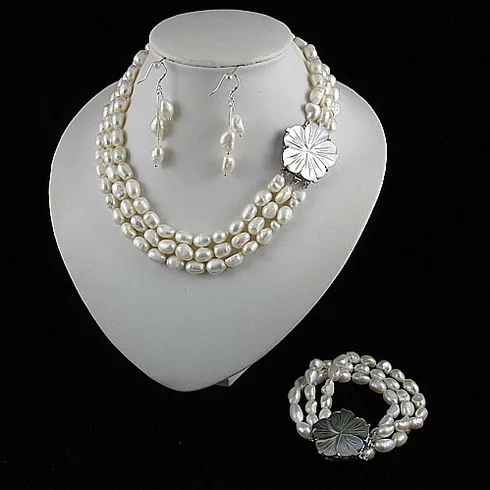 jewellery set Уникальный жемчуг ювелирный магазин идеально Дамская подарок украшения на день рождения, свадьбу, комплект белый пресной воды Жемчужное Цепочки и ожерелья браслет серьги - Цвет камня: jewellery set