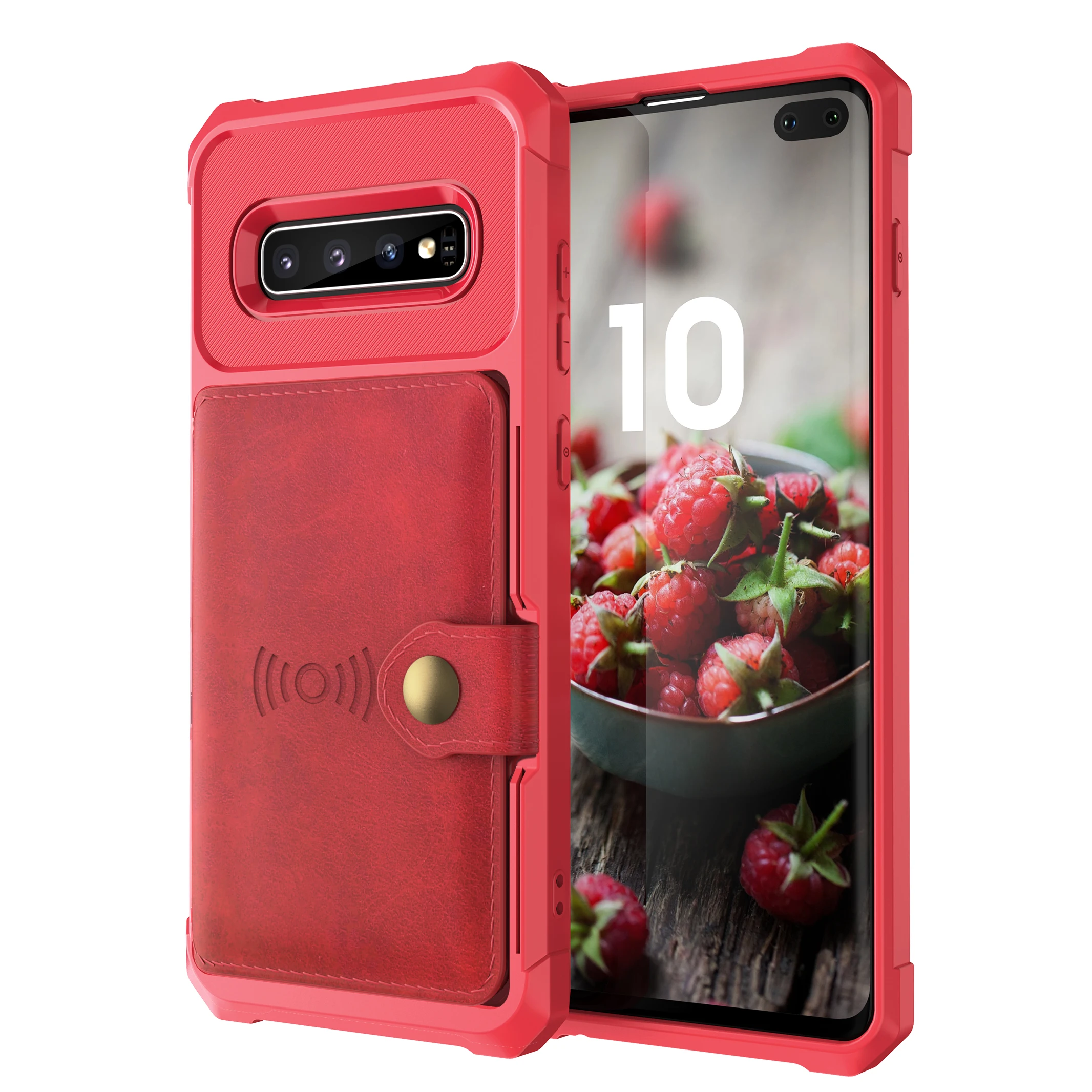 Red Делюкс многофункциональный кожаный бумажник чехол для samsung Galaxy S10 плюс S10e держатель для карт Гибридный Силиконовый бампер чехол на заднюю панель - Цвет: Red