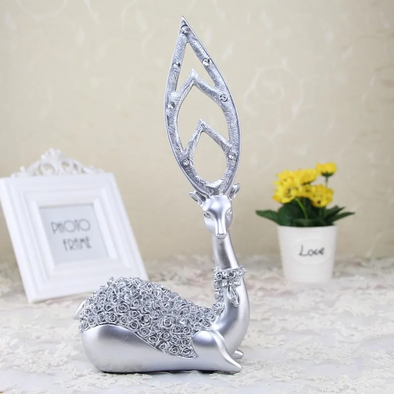 Золотой олень смолы фигурка ремесла миниатюрный палевый статуя Свадебные