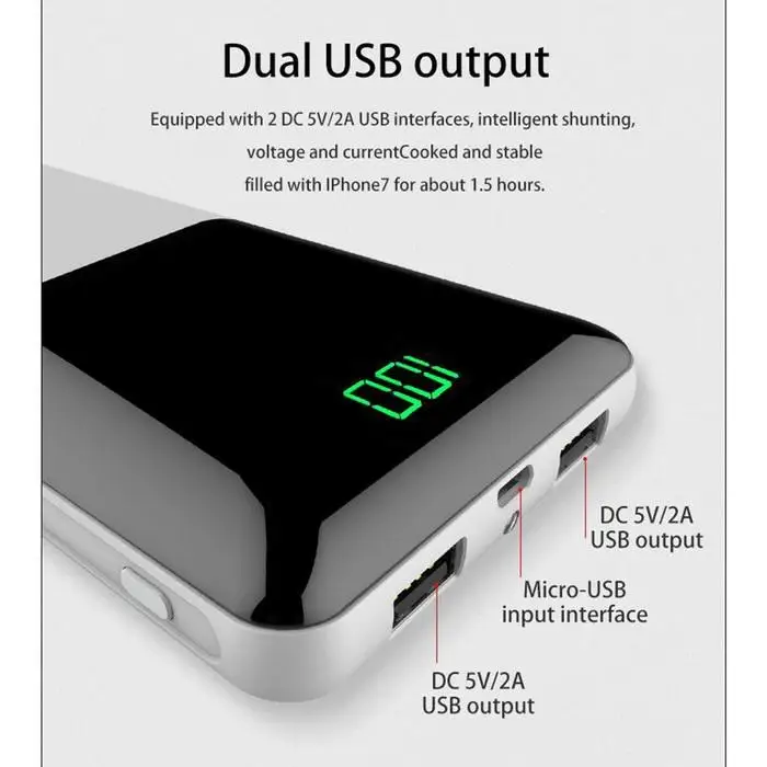 20000 mah 2 USB внешний аккумулятор lcd Портативный мобильный телефон зарядное