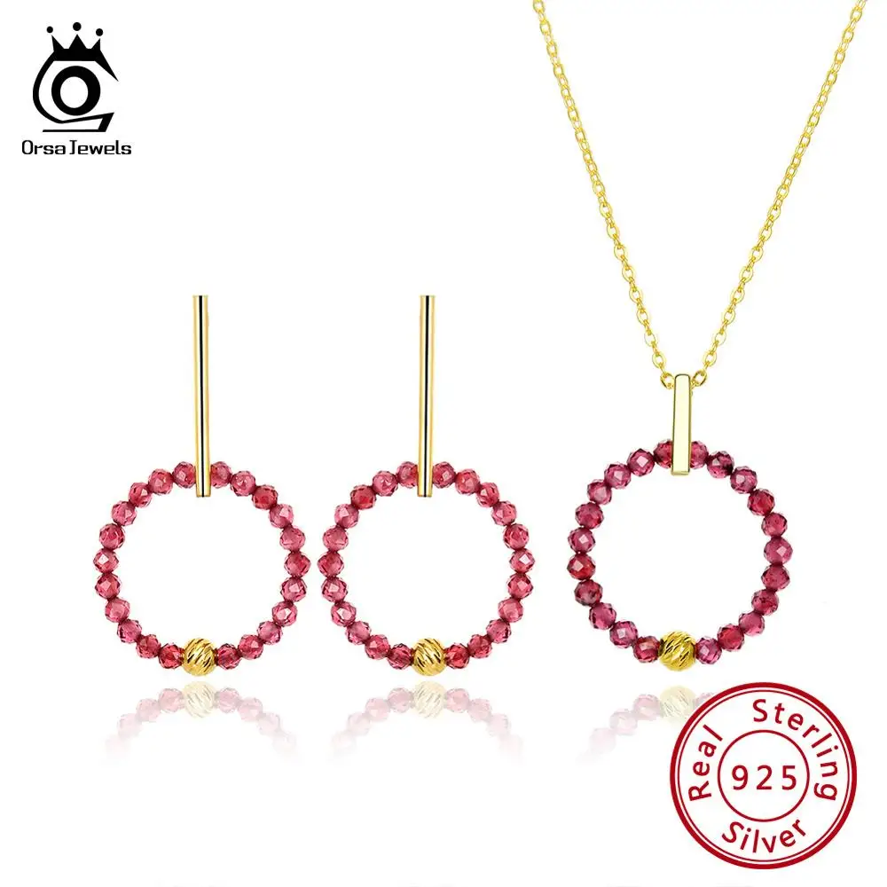 ORSA JEWELS, натуральный камень, чистое 925 пробы серебро, женские серьги, ожерелья, черная шпинель, красный гранат, хорошее ювелирное изделие SS34