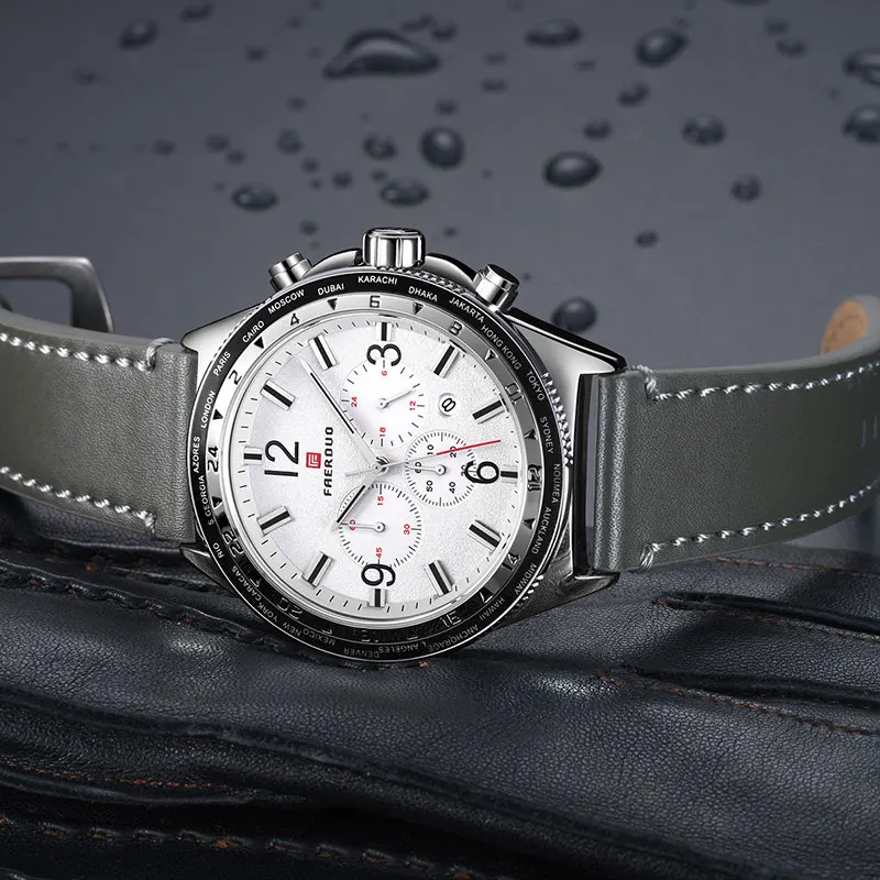 New Blue Casual Leather Fashion Quartz Gray Watch Mens Watches Top Brand Luxury Waterproof Clock Relogio Masculino