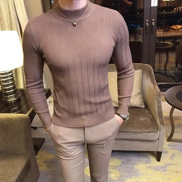 Sweater Men Luxuty Male Brand Casual Sweater Men Solid Color Comfortable Mens Christmas Sweater Round Neck Slim Fit pull homme - Цвет: 6
