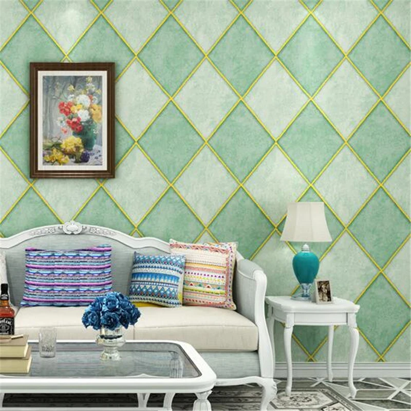 wellyu papel de parede Chinese Simple Rectangle Plaid Non-wovens Wallpapers Cozy Living Room Bedroom TV Surrounding wallpaper |