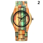 Женские кварцевые наручные часы с деревянным ремешком и круглым циферблатом, Яркий модный подарок, AIC88, 1 шт.