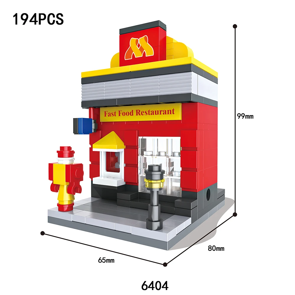 Строительные блоки мини Модель &quotулица&quot магазин городской серии детские