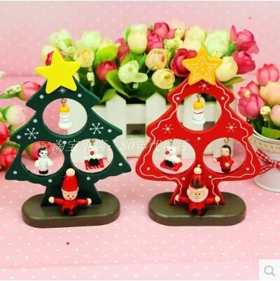 15*11CM Creative Desktop Wooden Christmas Trees Mini Table Decoration Wood Xmas Ornaments Free Shipping |