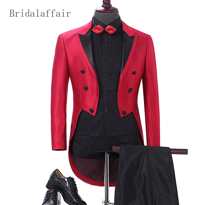 Красная мужская задняя одежда Bridalaffair Женский смокинг для жениха мужской костюм
