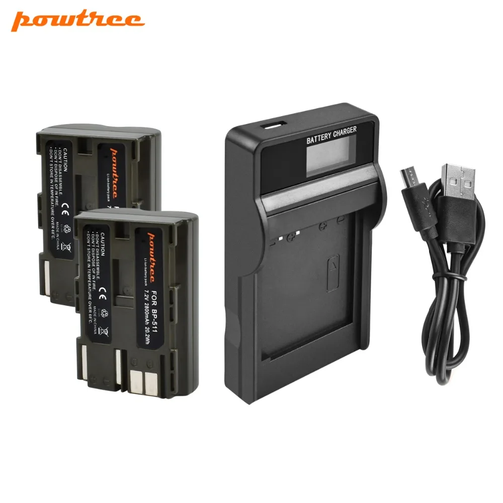 Аккумулятор Powtree для цифровой камеры Canon BP 511 BP511 BP511A 7 2 в 2800 мАч + зарядное