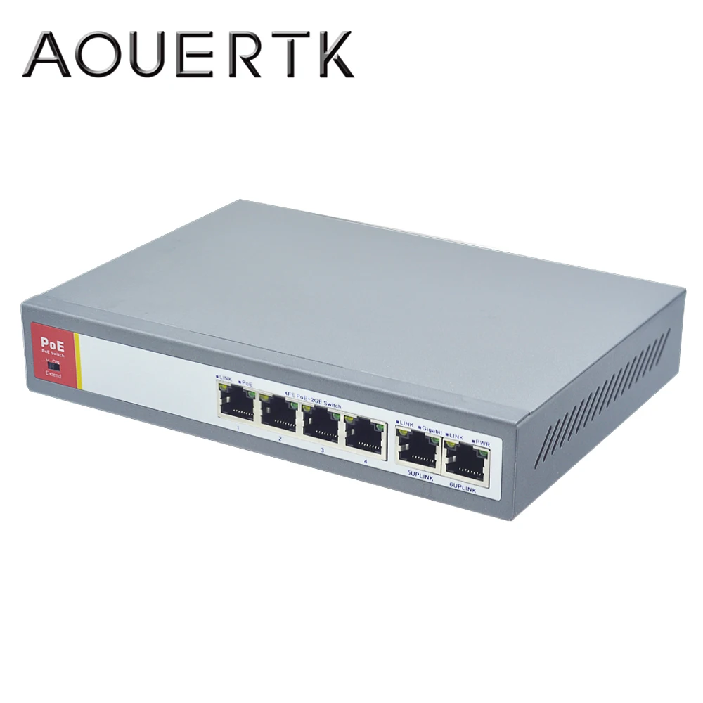 Переключатель с поддержкой PoE на 4 + 2 порта для IP камер|Коробки передач и кабели| |