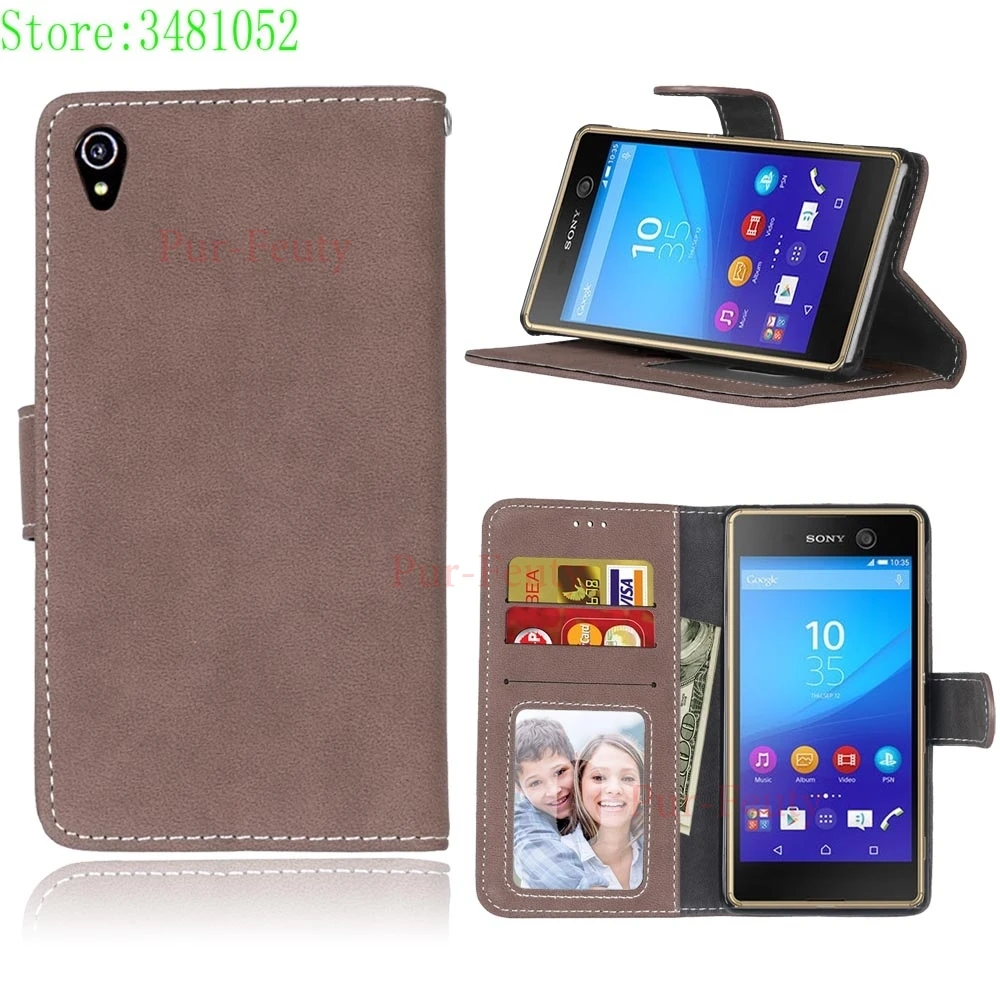 Brown Магнитный флип-чехол для sony xperia m 4 Aqua M4Aqua E 2312 2303 2306, силиконовый чехол для телефона sony xperia m 4 dual E2303 E2312 E2306 - Цвет: Brown
