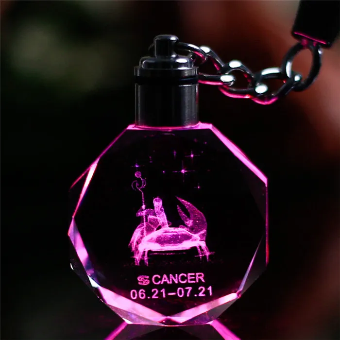 Cancer С украшением в виде кристаллов вечерние сувениры на мероприятиях созвездий зодиака брелок Стекло в виде восьмиугольника с лазерной гравировкой подвесное украшение для подарка домашний декор - Цвет: Cancer