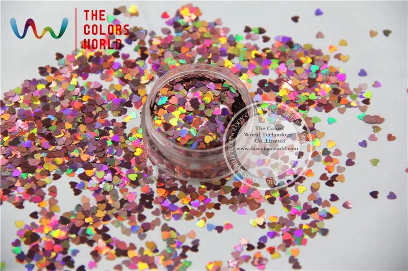 TCA911 лазерный светло розовый цвет в форме сердца 3 мм размер блестящий Блестящий