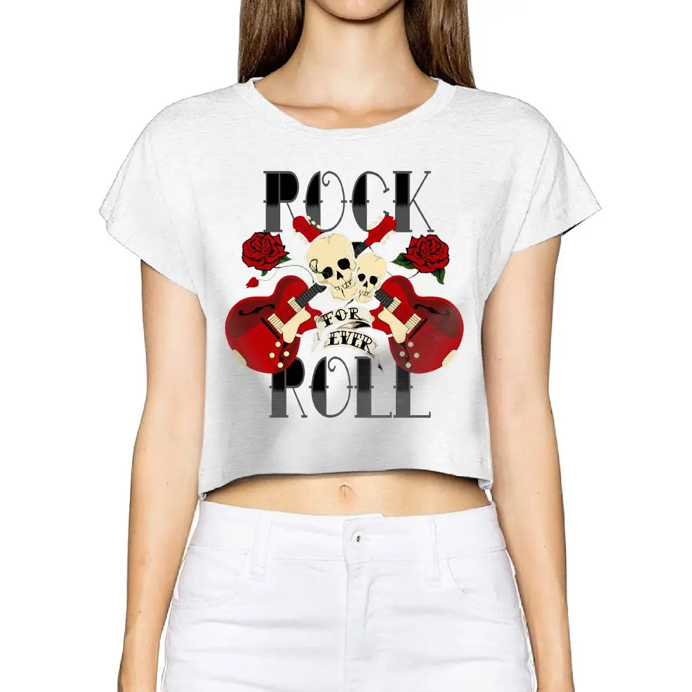 SAMCUSTOM Camisetas настоящие короткие новые i love Rock N Ролл 3D печать модная уличная футболка анархия укороченная Сексуальная футболка для женщин - Цвет: Фиолетовый