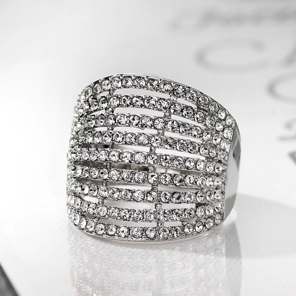 Neoglory Австрия перстень роскошный геометрический дизайн медный изысканный модный