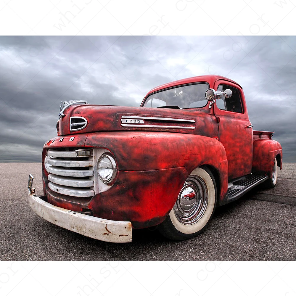 Алмазная картина полностью квадратная/круглая Daimond ржавая драгоценность 1948 Ford Gill