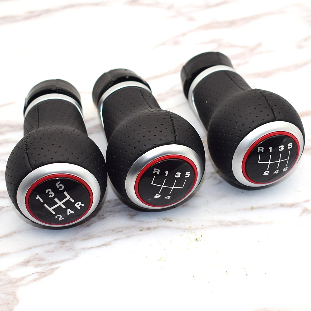 5/6 скоростная кожаная красная ручка переключения передач хромированная с