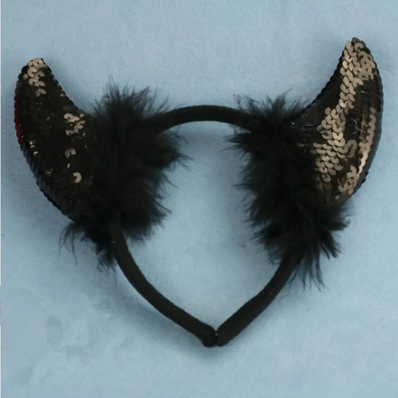 Блёстки Дьявол Рог макияж Вечеринка взрослые дети животные уши повязка на голову