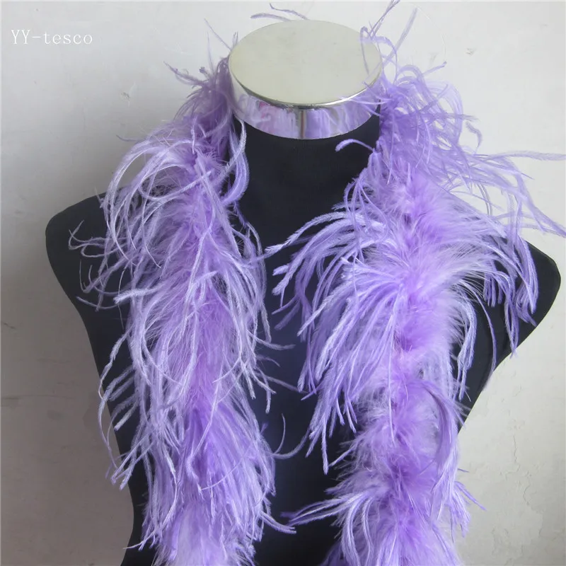 Light purple YY-tesco 2 м/лот 2 слоя натуральный сапфир пушистый боа из страусиных перьев костюмы/отделка для вечерние/костюм/шаль/страусиный шлейф - Цвет: Light purple