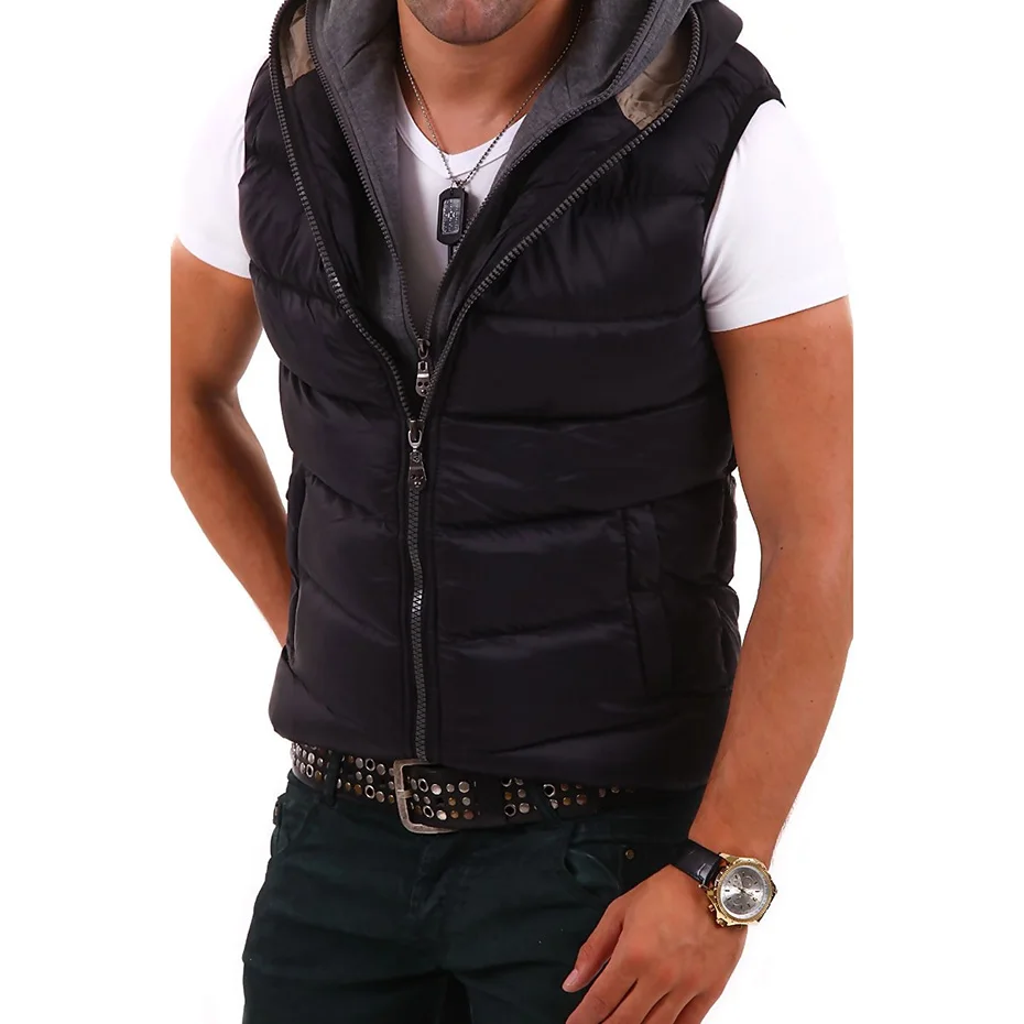 Мужская парка ZOGAA теплая Повседневная хлопковая куртка без рукавов с капюшоном