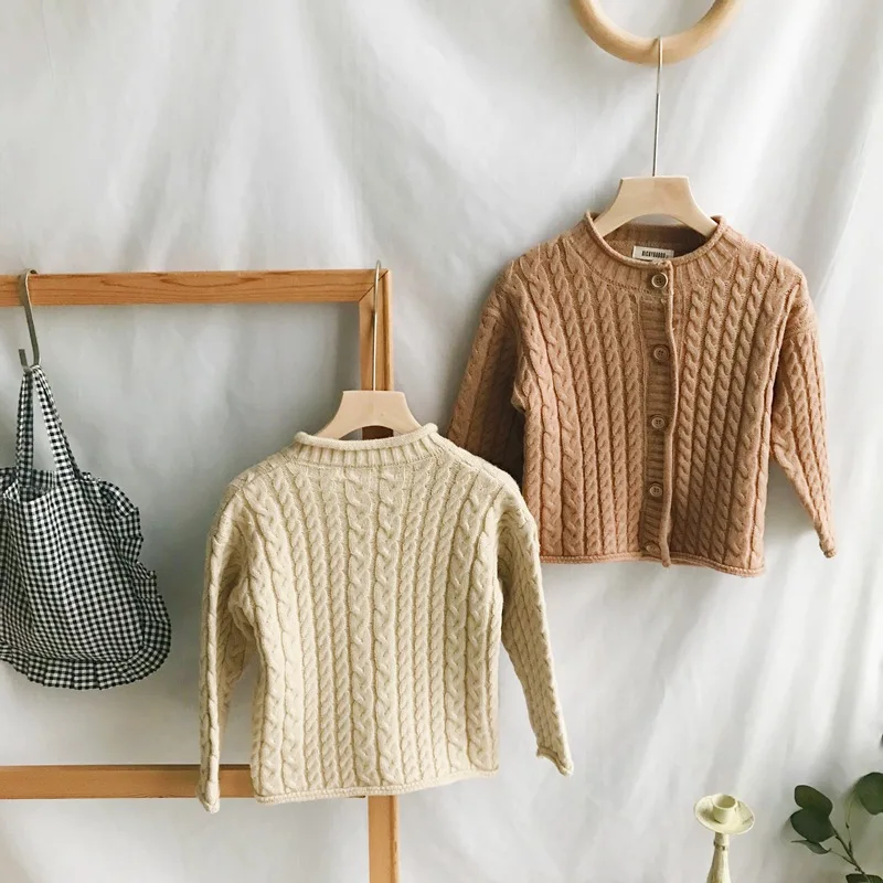 WLG Детский свитер для девочек девочки сезон весна осень свитеры вязаный бежевый