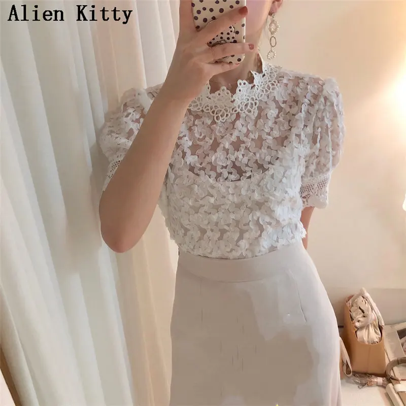 Alien Kitty/Лидер продаж летняя повседневная женская рубашка с элегантными короткими