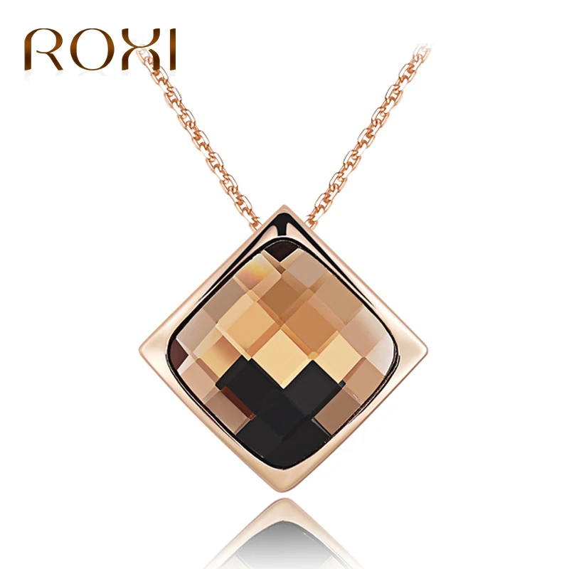 ROXI, женское ожерелье, розовое золото, массивное ожерелье, ювелирное изделие, кристалл, подвеска, ожерелье для женщин, длинное колье, очаровательное колье, Femme