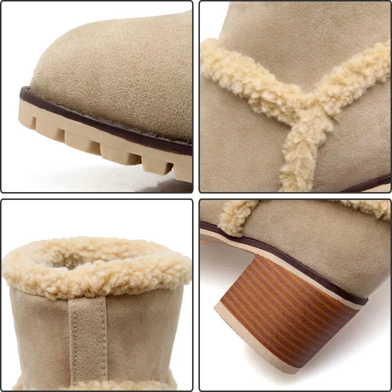 Fanyuan/ботильоны на высоком каблуке Для женщин плюшевые теплые зимние сапоги