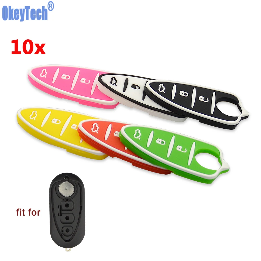 OkeyTech 10 шт./лот силиконовый чехол накладка для ключа резиновая 3 кнопки Alfa Romeo Mito