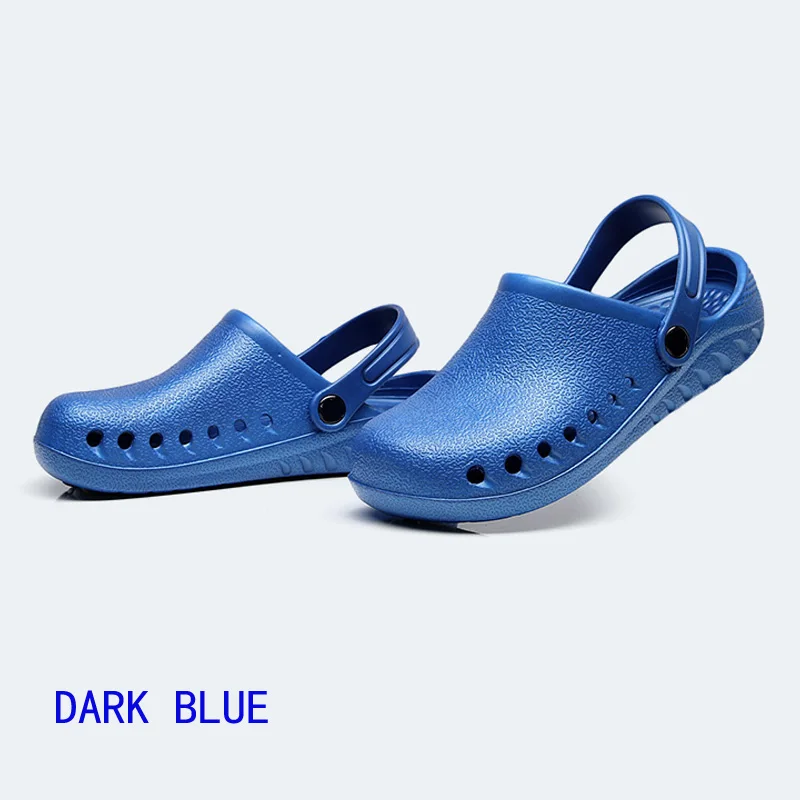 dark blue Унисекс обувь для хирургии с ремешком сзади садовые Сабо Легковесная поливинилацетатная обувь для медсестры дышащая обувь без застежки - Цвет: dark blue