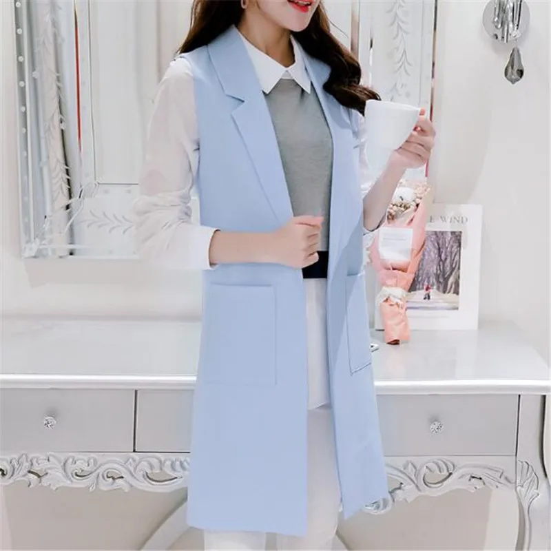 Новое поступление 2018 весна осень Повседневный Длинный жилет женская куртка без