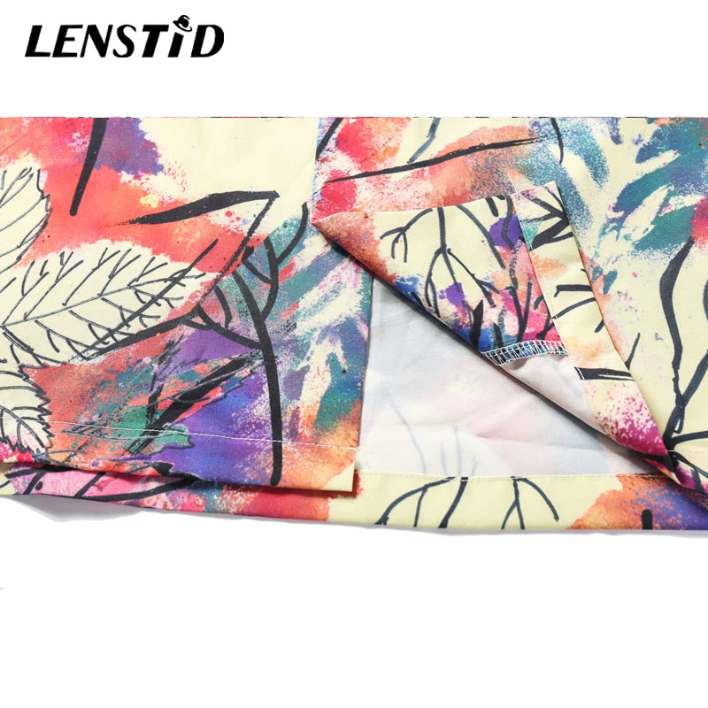 LENSTID лист печатных Красочные летние пляжные рубашки для мужчин повседневное