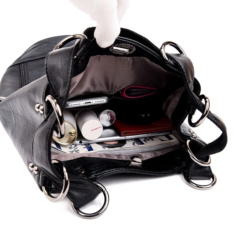 Женский кожаный рюкзак большой вместительный дорожный винтажный Школьный