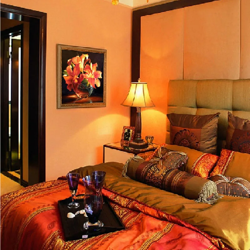 Стразы сделай сам Пластиковые алмазная вышивка золотыми лилиями круглые стразы