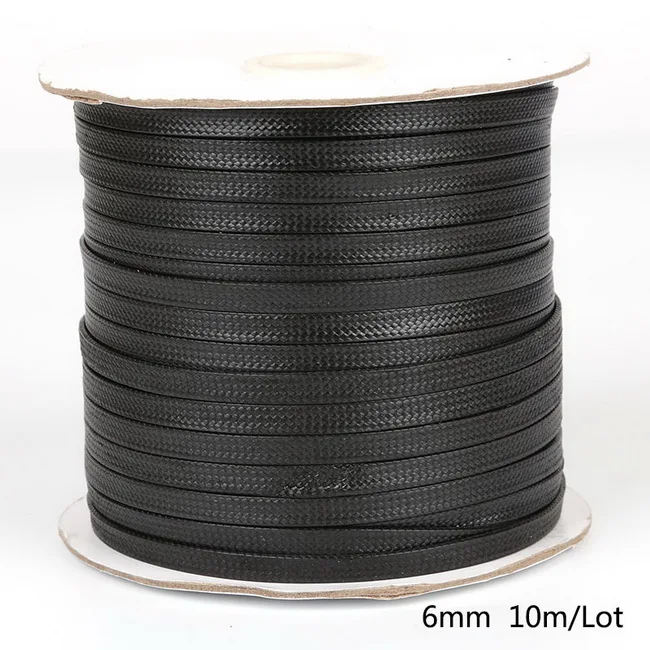 Flat 6mm Black 10/5 м рулон вощеная нить Заводская Полиэстровая сетчатая тесьма шнур коричневый, черный корейский шнур ремень колье Цепочки и ожерелья Бисер веревка подходит браслет "сделай сам" - Цвет: Flat 6mm Black