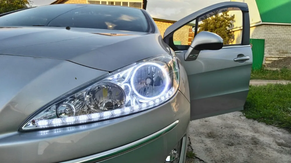 Отличное Ультра яркое освещение 3014SMD Led Ангельские глазки гало кольца комплект для peugeot 408 2010 2011 2012 2013 светодиодные фары