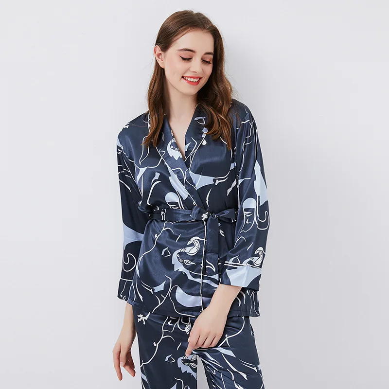Новый дизайнерский пижамный комплект для женщин сексуальный атласный шелк 2