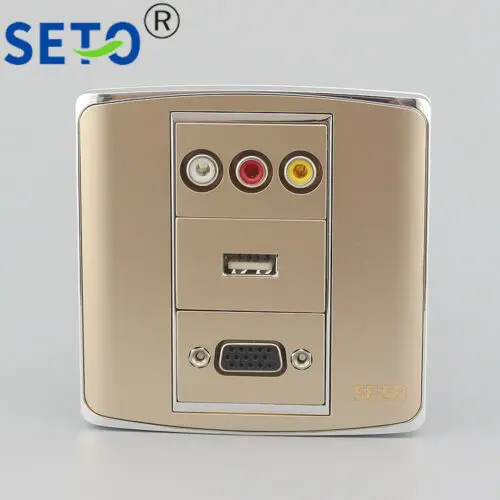 86 Тип 3 порта RCA AV аудио + USB VGA настенная пластина лицевая Keystone|Электрические