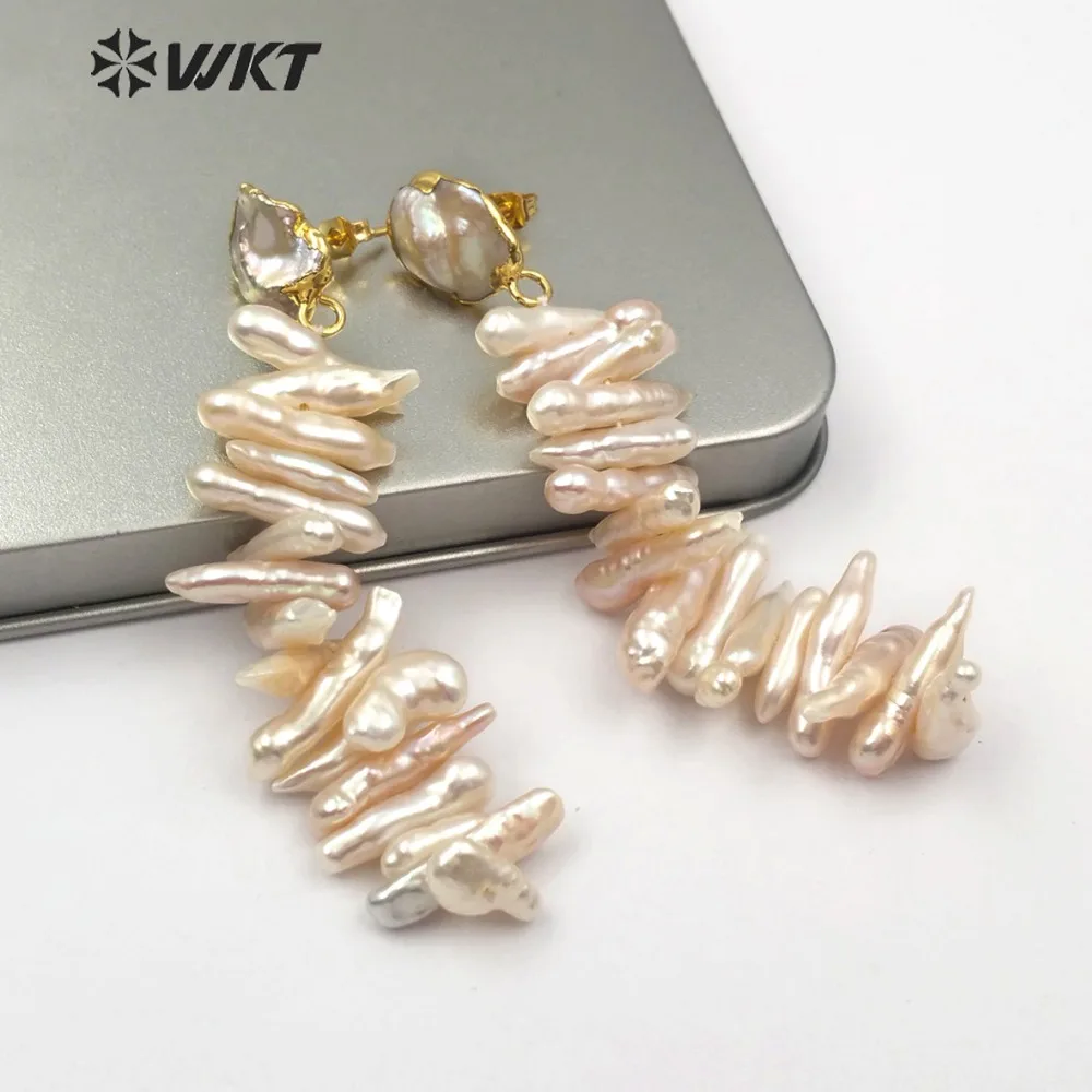 WT-E498 New Design!Has Multiple Irregular Freshwater Pearl Composed Of Drop Earrings Trendy Style Delicate Female Jewelry