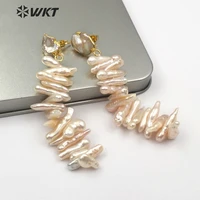wt e498 new designhas multiple irregular freshwater pearl composed of drop earrings trendy style delicate female jewelry