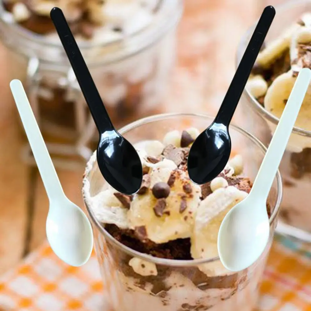 50 шт одноразовая посуда пластиковая ложка для мороженого десерт желе пудинг