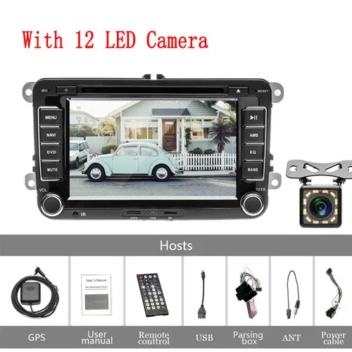 With 12 LED Camera Podofo 2 Din " автомобильный DVD gps Авто Радио стерео плеер для Volkswagen VW golf 6 Passat b6 B7 Touran polo Tiguan seat leon skoda - Цвет: With 12 LED Camera