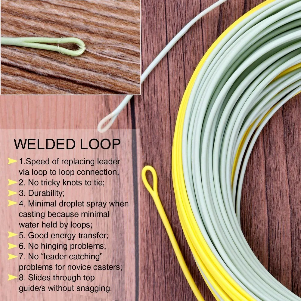Maximumcatch 100FT двойной цвет Fly Line WF плавающий с двумя сварными петлями
