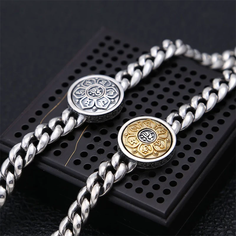 

Buddha Couple Bracelet Pure 925 Sterling Silver Women Rotatable Mantra Bracelet Bangle Jewelry Tom Hope Trendy 2020 Arrival B08