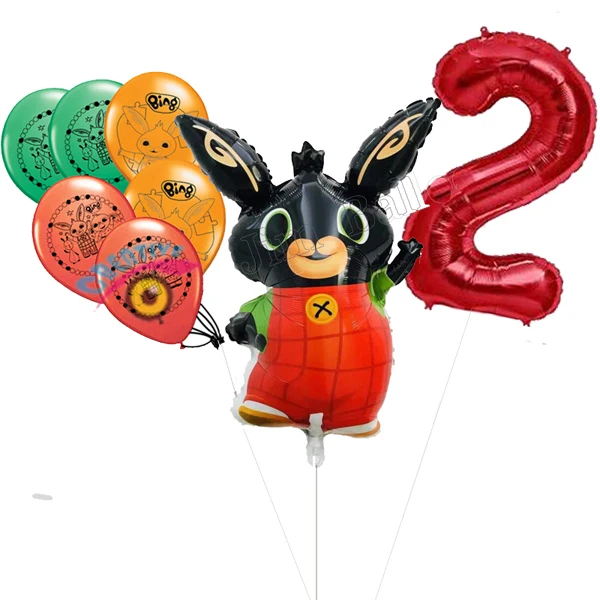 8pcs 2 Bing Bunny Sula Elephant Balloon мультфильм кролик воздушный шар в форме животного игрушки для детей 1-й День рождения воздушные шары для украшения - Цвет: 8pcs 2
