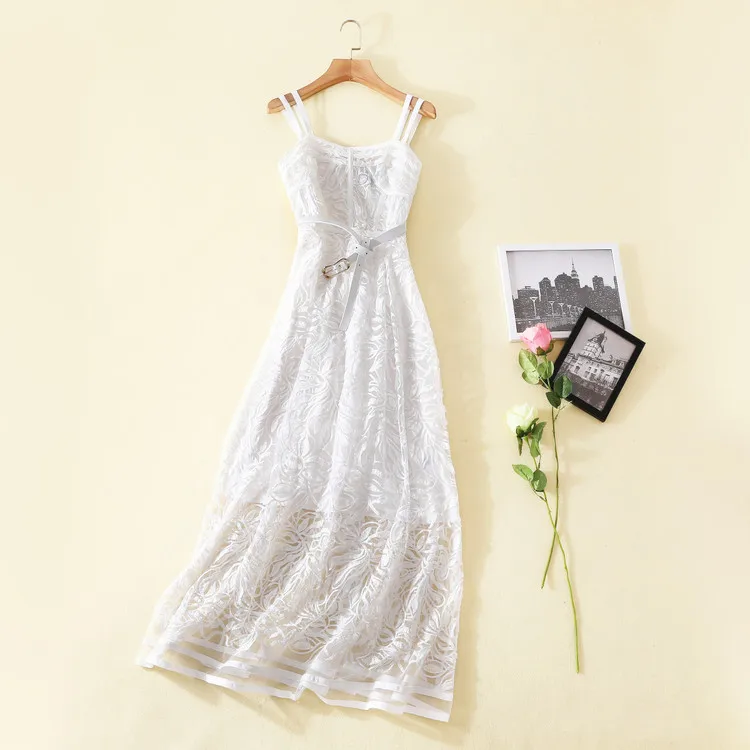 2018 Для женщин Белый Вышивка Весна осень леди длинное платье aa180301|ladies long dress|long dressa