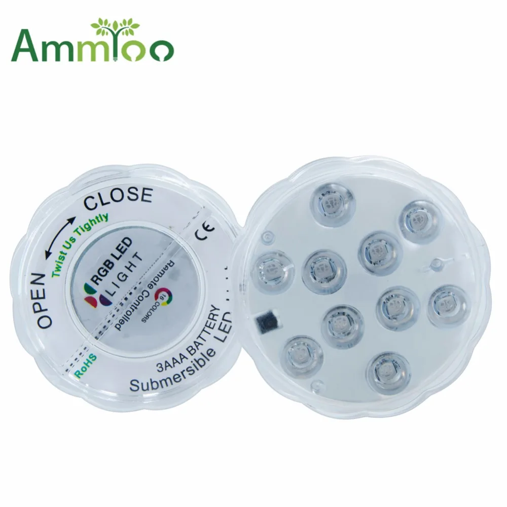 RGB многоцветные погружные светодиодные лампы водонепроницаемые 10 светодиодных