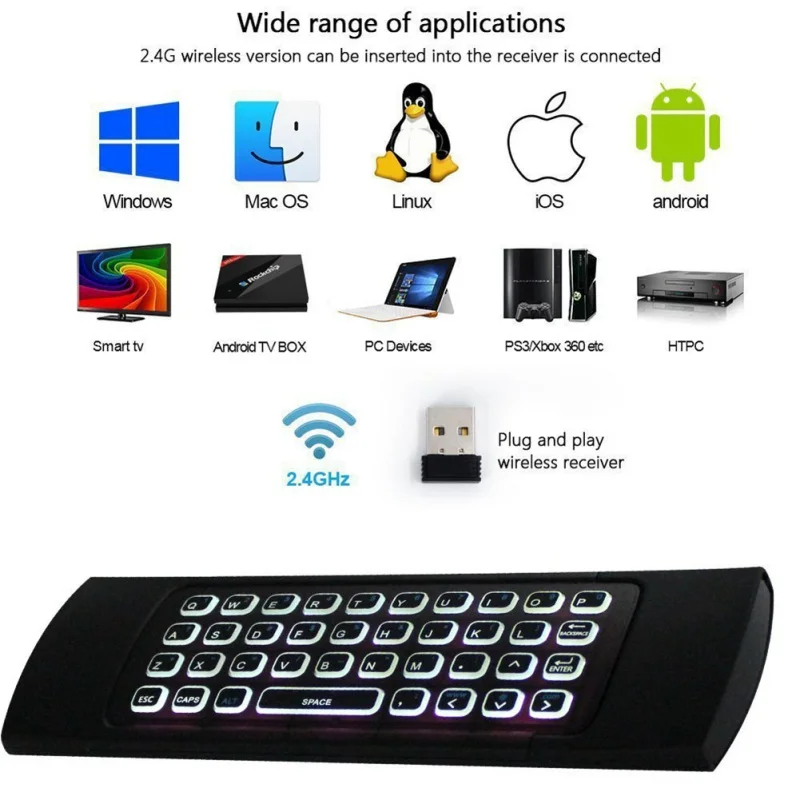MX3-L Air Mouse беспроводная клавиатура с подсветкой 2 4G пульт дистанционного