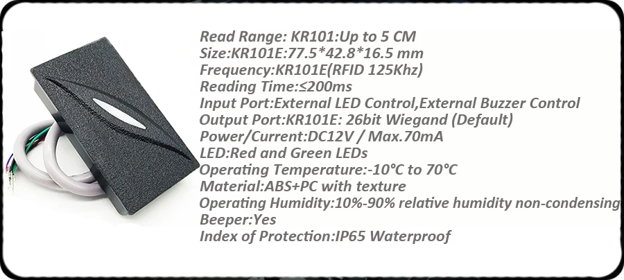 ZK KR101E Wiegand 26 RFID 125 кГц кард-ридер для система контроля допуска к двери